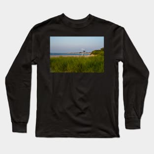 Grass and Lifeguard Chair Green Harbor Beach Marshfield MA Long Sleeve T-Shirt